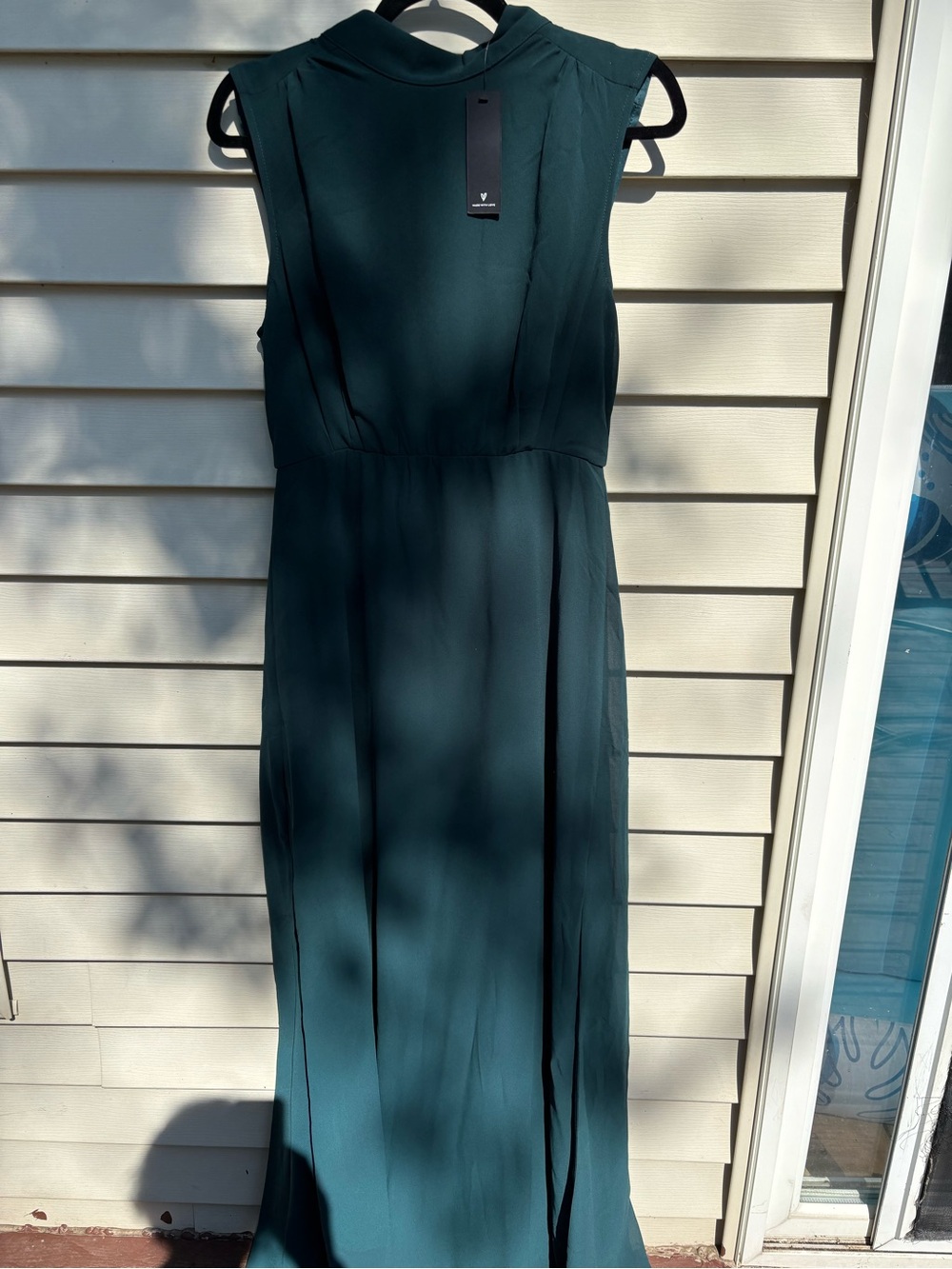 Lulu's Sleeveless Teal High-Neck Maxi Gown with Dual Slits - Picture 2 of 7
